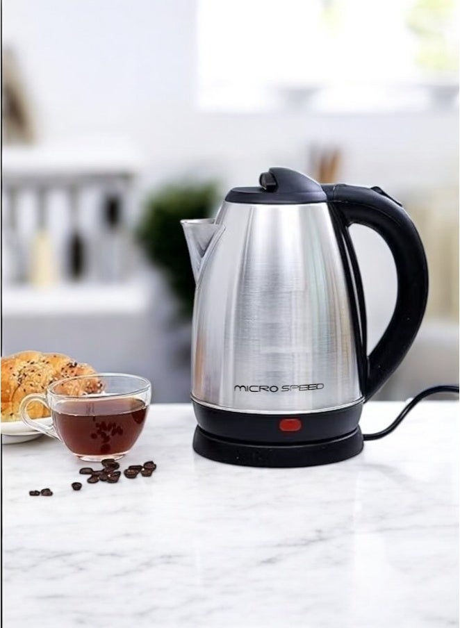micro speed Stainless Steel Electric Kettle with 360-Degree Rotation Base, Auto Safety Off, Perfect for Boiling Water, Milk & Tea, Protection from Overheating and Dry Boil 2.0 L 1500 W 1500 MS-3450 Silver - Image 5